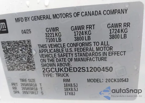 2025 Chevrolet Silverado 1500 4Wd Standard Bed Lt from USA, damaged, VIN 2GCUKDED2S1200450